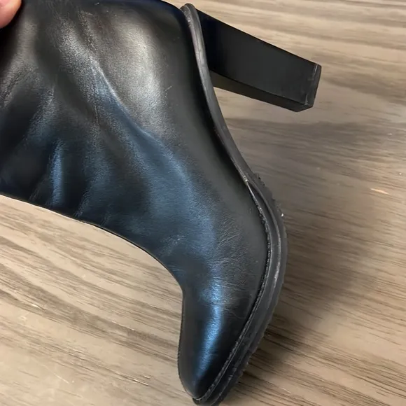 COLIN STUART BLACK LEATHER ANKLE BOOTS 7.5
