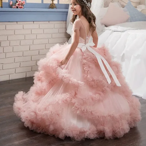 COLOR: BLUE- Stunning V-Back Luxury Pageant Tulle