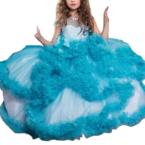 COLOR: BLUE- Stunning V-Back Luxury Pageant Tulle
