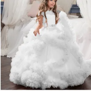 COLOR: WHITE -Stunning V-Back Luxury Pageant Tulle