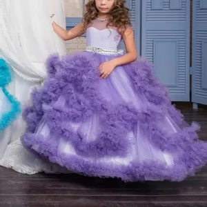 COLOR:PURPLE-Stunning V-Back Luxury Pageant Tulle
