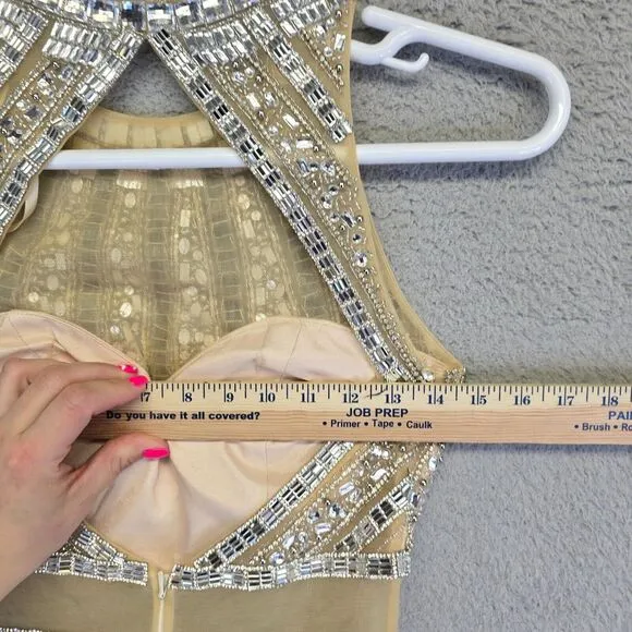 Colors Dress Womens 4 Gold‎ White Rhinestone Jeweled Goddess Luxury Prom Ball