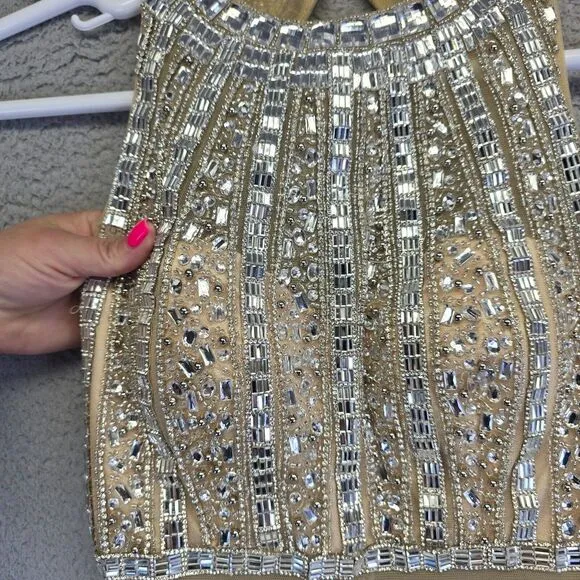 Colors Dress Womens 4 Gold‎ White Rhinestone Jeweled Goddess Luxury Prom Ball