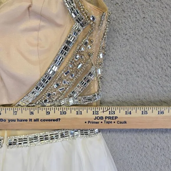 Colors Dress Womens 4 Gold‎ White Rhinestone Jeweled Goddess Luxury Prom Ball