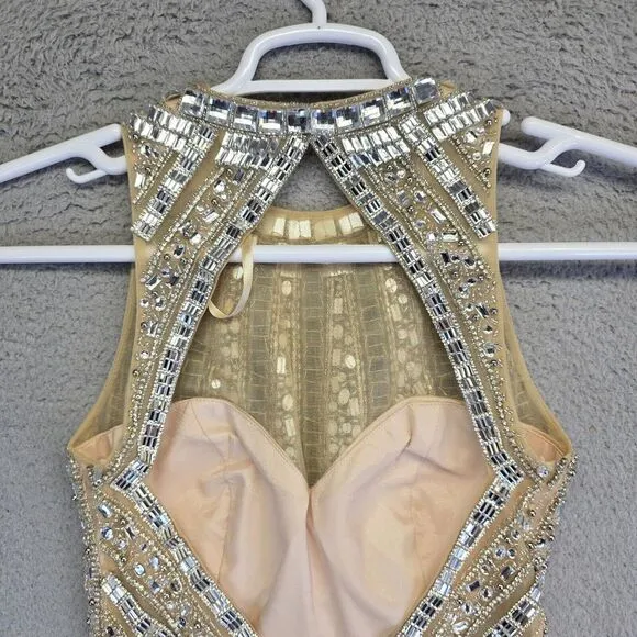 Colors Dress Womens 4 Gold‎ White Rhinestone Jeweled Goddess Luxury Prom Ball