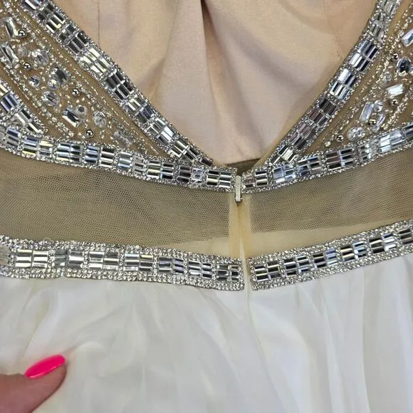 Colors Dress Womens 4 Gold‎ White Rhinestone Jeweled Goddess Luxury Prom Ball