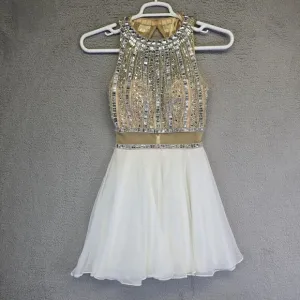 Colors Dress Womens 4 Gold‎ White Rhinestone Jeweled Goddess Luxury Prom Ball