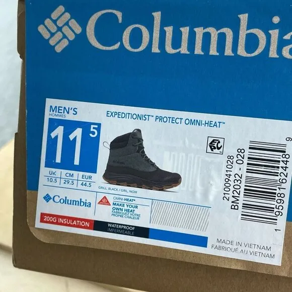 Columbia Mens Expeditionist Protect Omni-Heat Black, 11.5 NWB S056