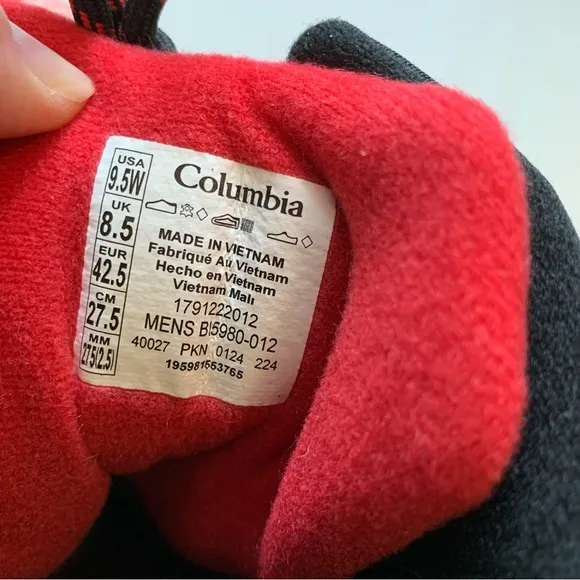 Columbia Men’s Size 9.5 Wide Bugaboot III In Black &amp; Red NEW IN BOX