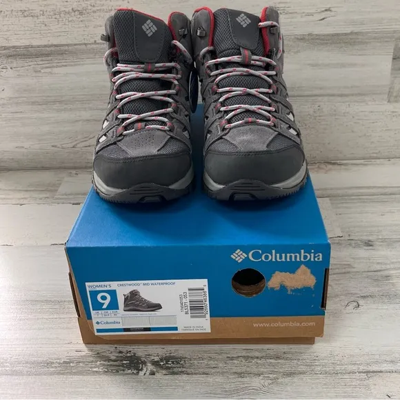 Columbia Women’s Crestwood Mid Lace Up Waterproof Hiking Boots Size 9 NIB