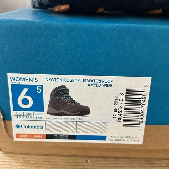 Columbia Women's Newton Ridge Plus Waterproof Amped Hiking Boot Size 6.5 WIDE