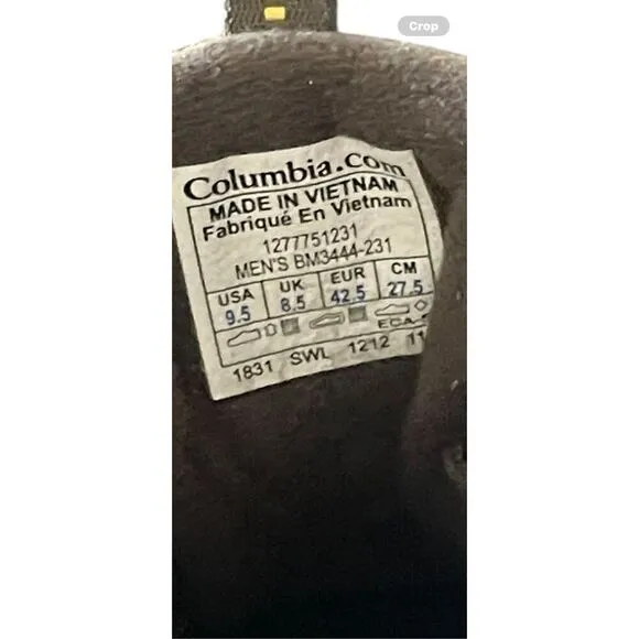 Columbia Men's Brown Lace Up Waterproof Coretek Hiking Boots Size 9.5