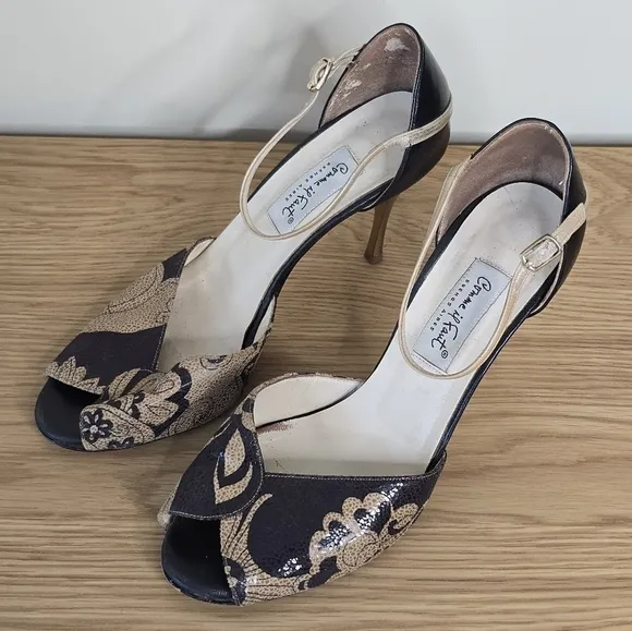 Comme il Faut Women’s Black Tan Leather Argentine Tango Dance Heels Size 11