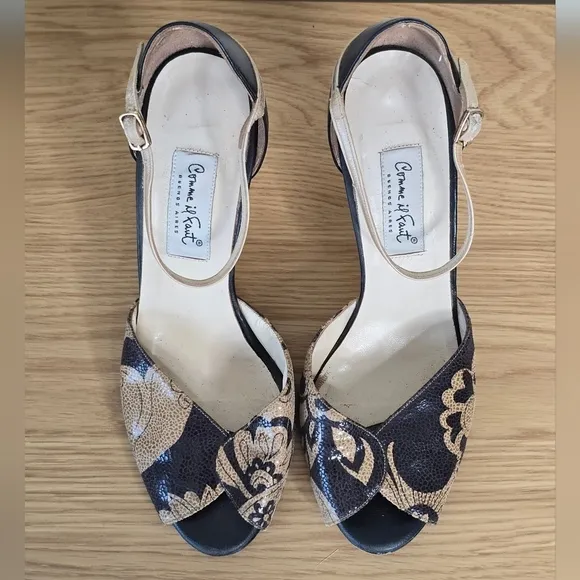 Comme il Faut Women’s Black Tan Leather Argentine Tango Dance Heels Size 11