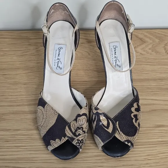 Comme il Faut Women’s Black Tan Leather Argentine Tango Dance Heels Size 11