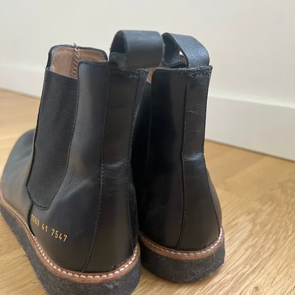Common Projects Leather Men's Chelsea Ankle Boots Black 41
