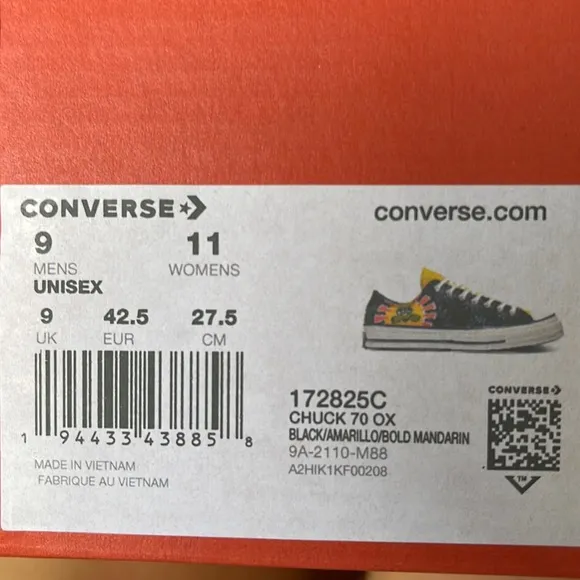 Converse 172825CCHUCK TAYLOR 70 OXBLACK/AMARILLO/BOLD MANDARINMen’s sneakers