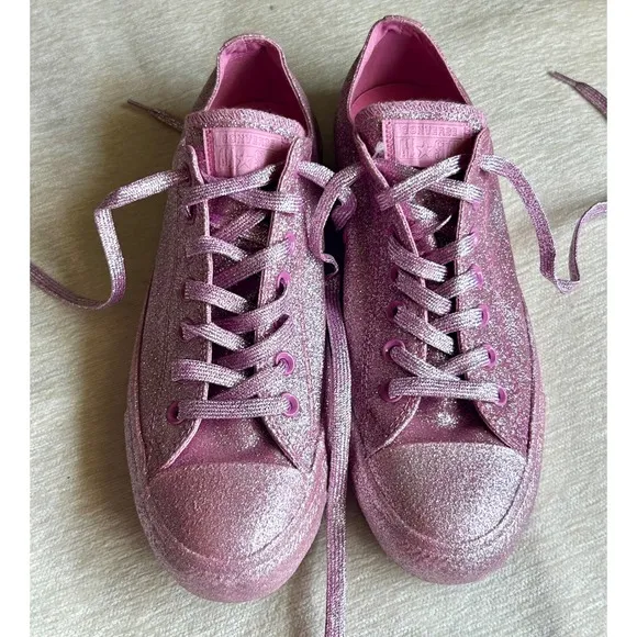 Converse All Star Glitter Sneakers Sparkly Shoes Casual Pink Sneakers Size 11