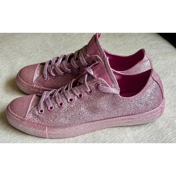 Converse All Star Glitter Sneakers Sparkly Shoes Casual Pink Sneakers Size 11