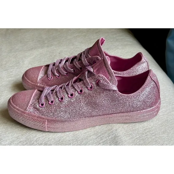 Converse All Star Glitter Sneakers Sparkly Shoes Casual Pink Sneakers Size 11