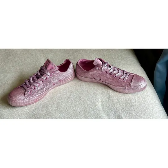 Converse All Star Glitter Sneakers Sparkly Shoes Casual Pink Sneakers Size 11
