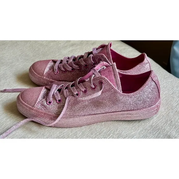 Converse All Star Glitter Sneakers Sparkly Shoes Casual Pink Sneakers Size 11
