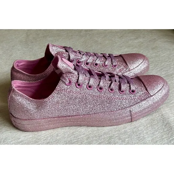 Converse All Star Glitter Sneakers Sparkly Shoes Casual Pink Sneakers Size 11