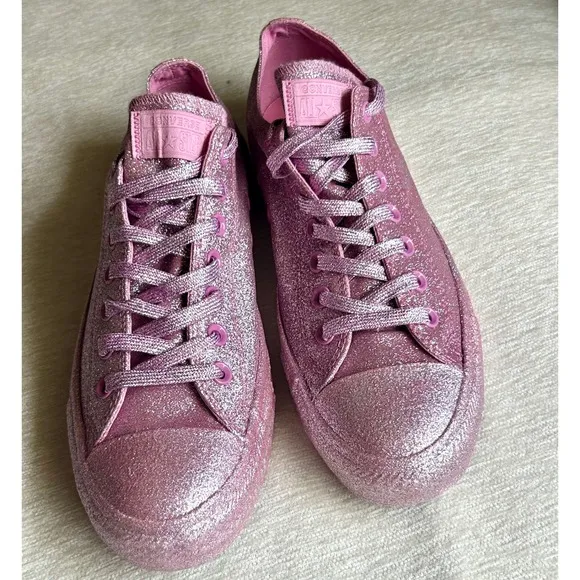 Converse All Star Glitter Sneakers Sparkly Shoes Casual Pink Sneakers Size 11