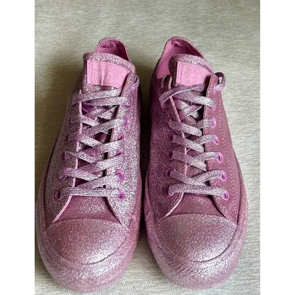 Converse All Star Glitter Sneakers Sparkly Shoes Casual Pink Sneakers Size 11