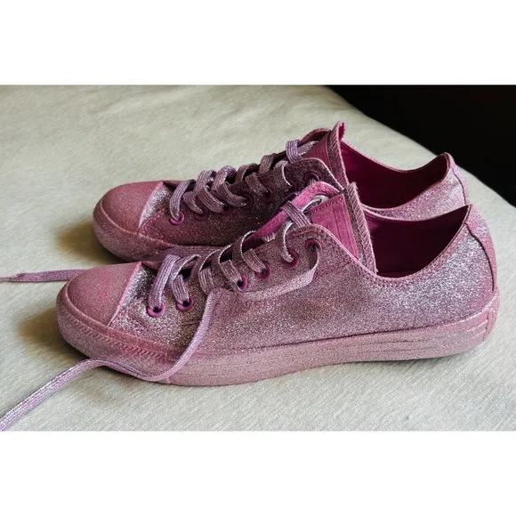 Converse All Star Glitter Sneakers Sparkly Shoes Casual Pink Sneakers Size 11