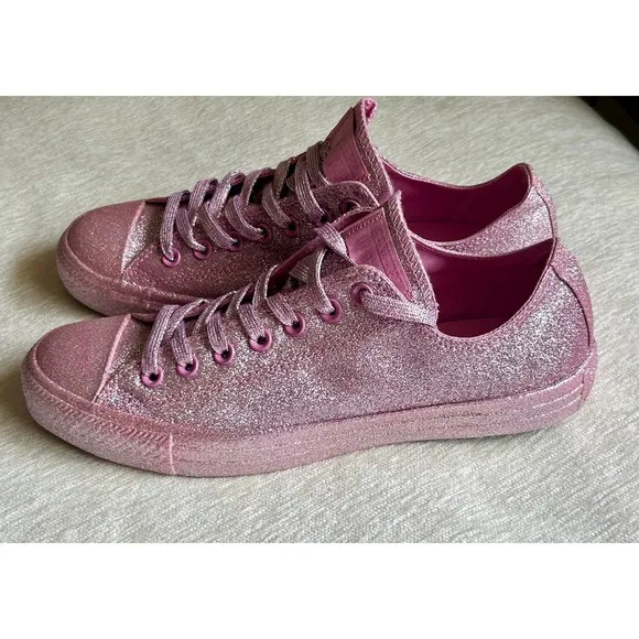 Converse All Star Glitter Sneakers Sparkly Shoes Casual Pink Sneakers Size 11