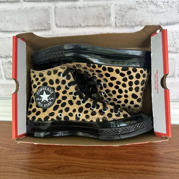 ❤️❤️❤️Converse Chuck 70 Hi Pony Hair Leather 7 Women Shoes Leopard Print A12705C