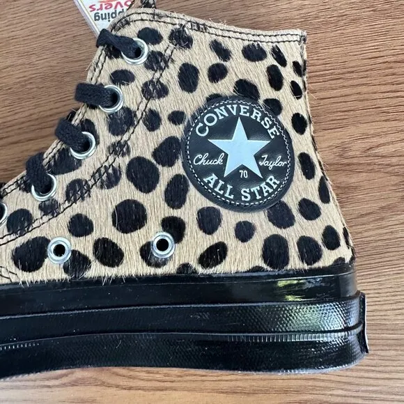❤️❤️❤️Converse Chuck 70 Hi Pony Hair Leather 7 Women Shoes Leopard Print A12705C