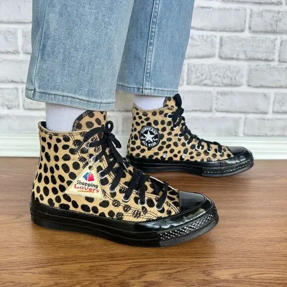 ❤️❤️❤️Converse Chuck 70 Hi Pony Hair Leather 7 Women Shoes Leopard Print A12705C