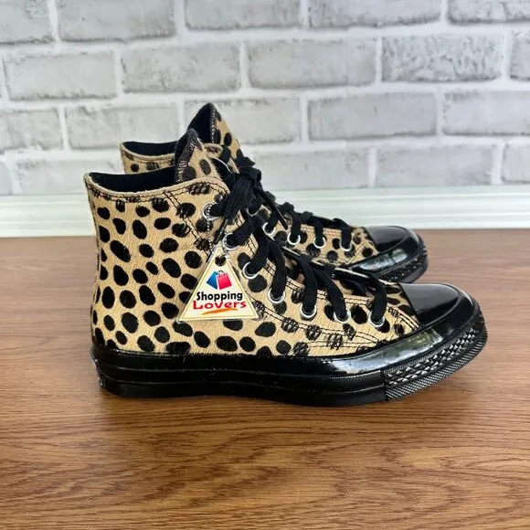 ❤️❤️❤️Converse Chuck 70 Hi Pony Hair Leather 7 Women Shoes Leopard Print A12705C