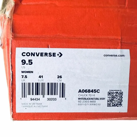 🤩Converse Chuck 70 High Top Shoes Sz 9.5 Women shoes Canvas White Pink A06845C