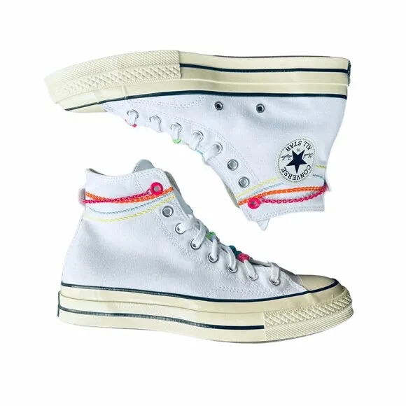 🤩Converse Chuck 70 High Top Shoes Sz 9.5 Women shoes Canvas White Pink A06845C