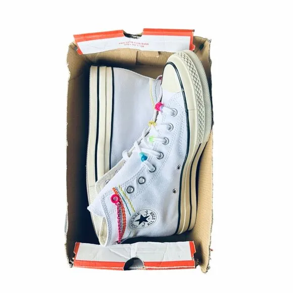 🤩Converse Chuck 70 High Top Shoes Sz 9.5 Women shoes Canvas White Pink A06845C