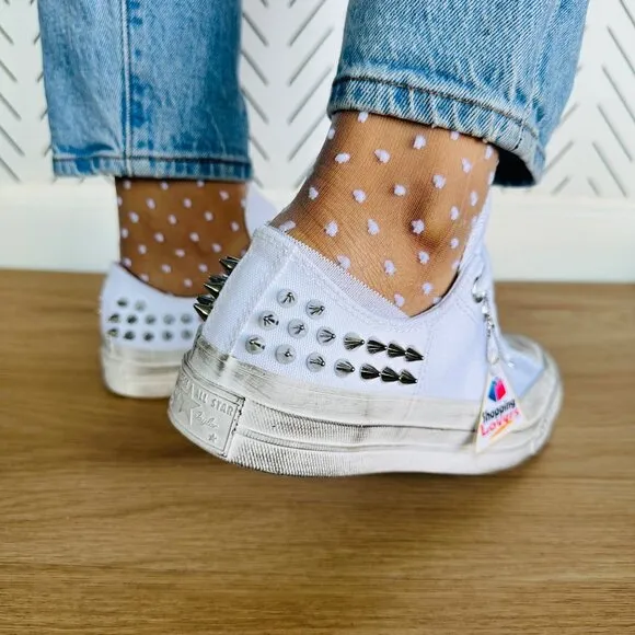 ⭐Converse Chuck 70 Stud Low Edge Sz 7.5 Womens Shoes Sneaker White Punk A07208C