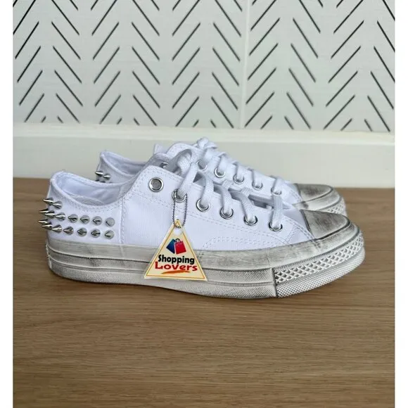 ⭐Converse Chuck 70 Stud Low Edge Sz 7.5 Womens Shoes Sneaker White Punk A07208C