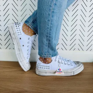 ⭐Converse Chuck 70 Stud Low Edge Sz 7.5 Womens Shoes Sneaker White Punk A07208C