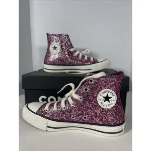 Converse Chuck Taylor All Star Hi Purple Pink Glitter Shoes A11137C Women Size 6