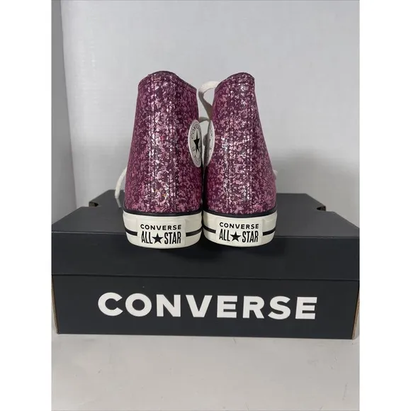 Converse Chuck Taylor All Star Hi Purple Pink Glitter Shoes A11137C Women Size 6