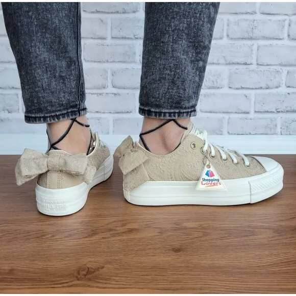⭐Converse Chuck Taylor All Star Lift Bow Womens Shoes Sz 10 Embroidered A10246C