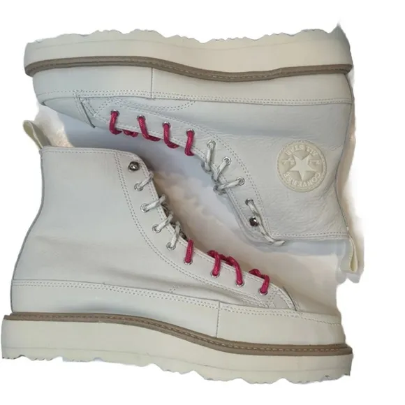 Converse Chuck Taylor Crafted Boot Hi Womens Sz 9 Leather Egret Pink 173212C NEW