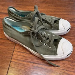Converse Jack Purcell Womens Sz 8 Play Bold Low Top Olive Green Shoes 164105C