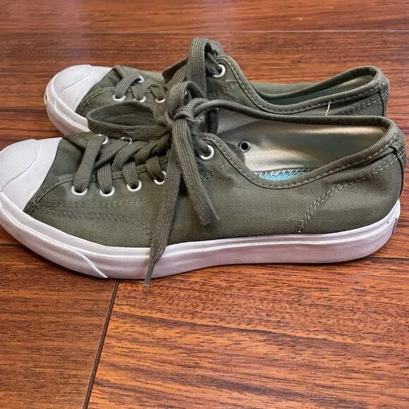 Converse Jack Purcell Womens Sz 8 Play Bold Low Top Olive Green Shoes 164105C