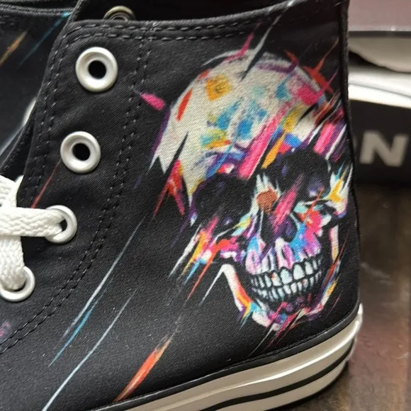 Converse Kids High-Top Sneakers - Black with Skull Design
