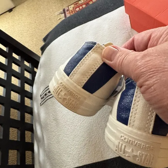 Converse Mens White and Blue Sneakers