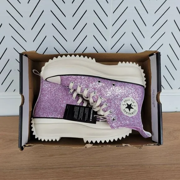 ⭐Converse Run Star Hike Hi Mens Shoes Sz 5.5 Purple Glitter Platform A10096C New
